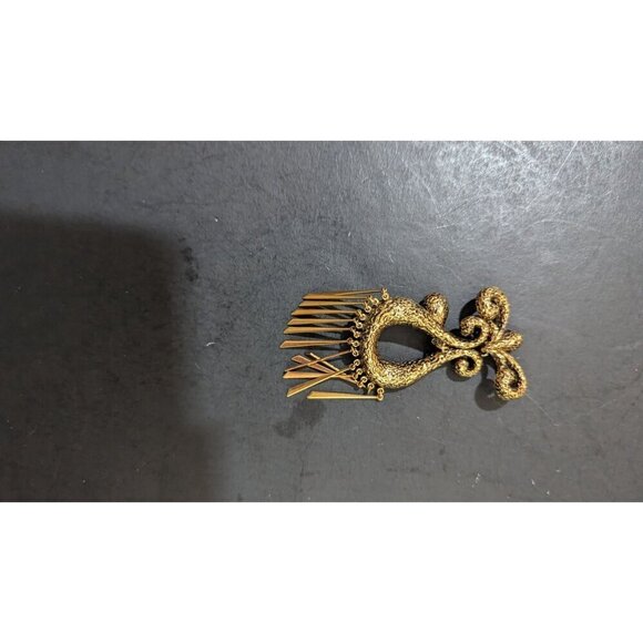 Vintage Gold-Tone Fleur de Lis Brooch With Dangling Tassels articulated Estate - Picture 7 of 9